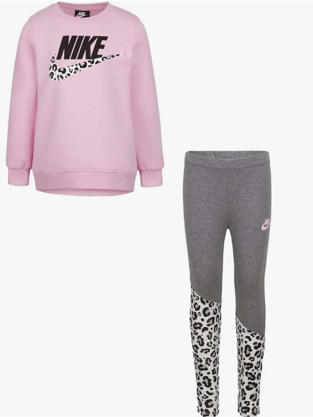 Nike Girl Fleece Tunic Sweatshirt and Leggings 2 Piece Set